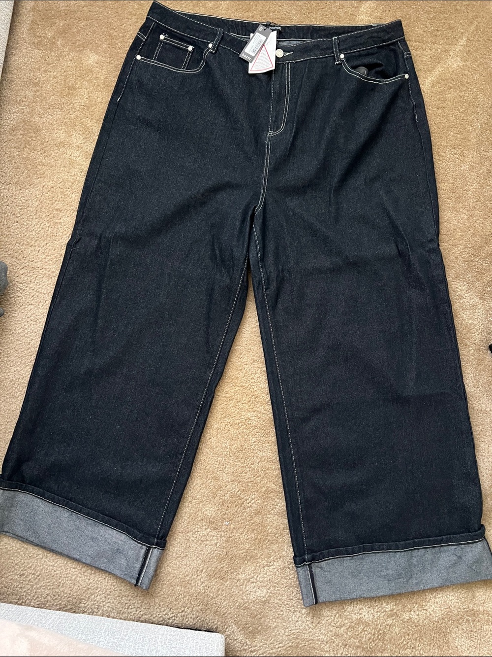 Women’s Boohoo Denim Wide-Leg Jeans - Casual Cuffed Denim